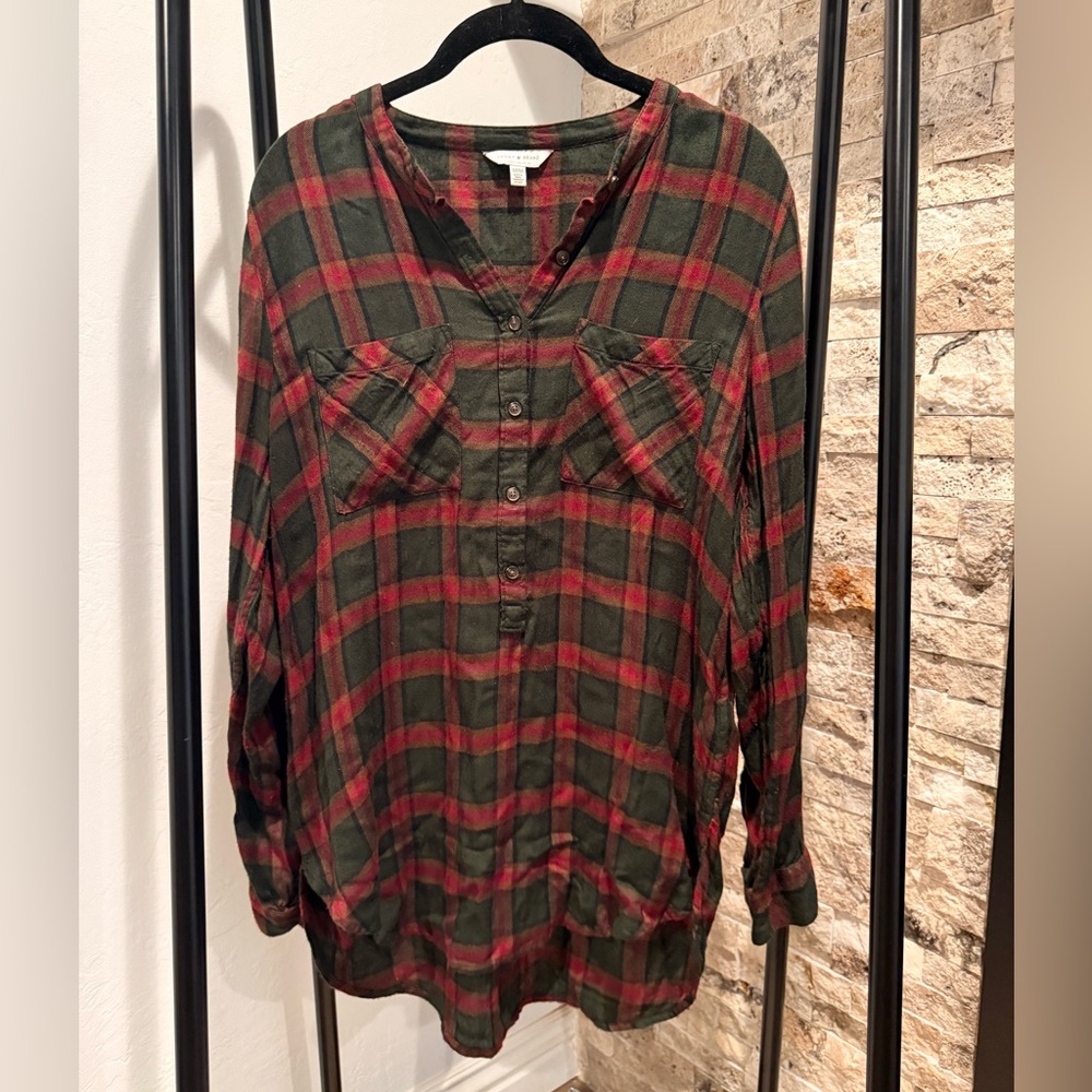 Lucky Brand Plaid Flannel Pop-Over